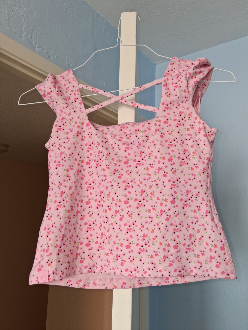 Women’s Pink Floral Crossback Tank Top